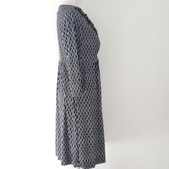 Soma Ruffle-Neck Black White Dress High Waist V-Neck Stretchy Women Small - Picture 2 of 7